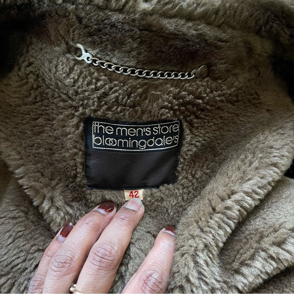 Vintage Shearling Suede Coat Saddle Brown 70s Ranch Cabincore Heritage Outdoor - Picture 7 of 8